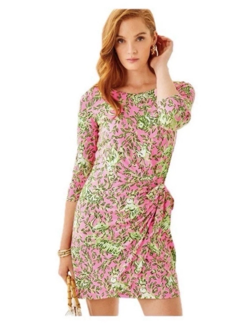 NWT Lilly Pulitzer (XXS) Blaise 3/4 Sleeve Romper- Rousseau Pink Mane Character